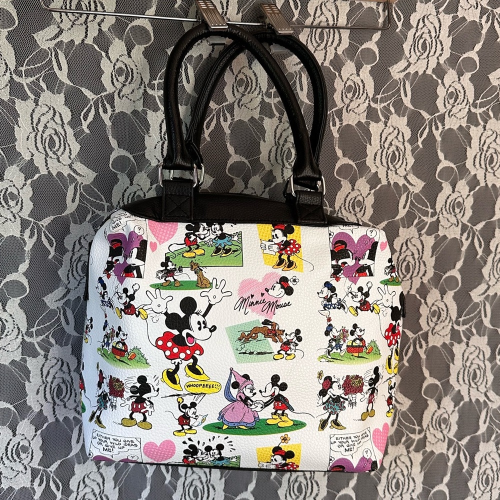 NWOT Disney Parks Minnie and Mickey Retro Comic Print Shoulder Bag